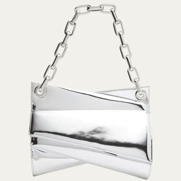 Christian Louboutin LOUBITWIST Metallic Leather Clutch Chain Shoulder Bag - Picture 1 of 16